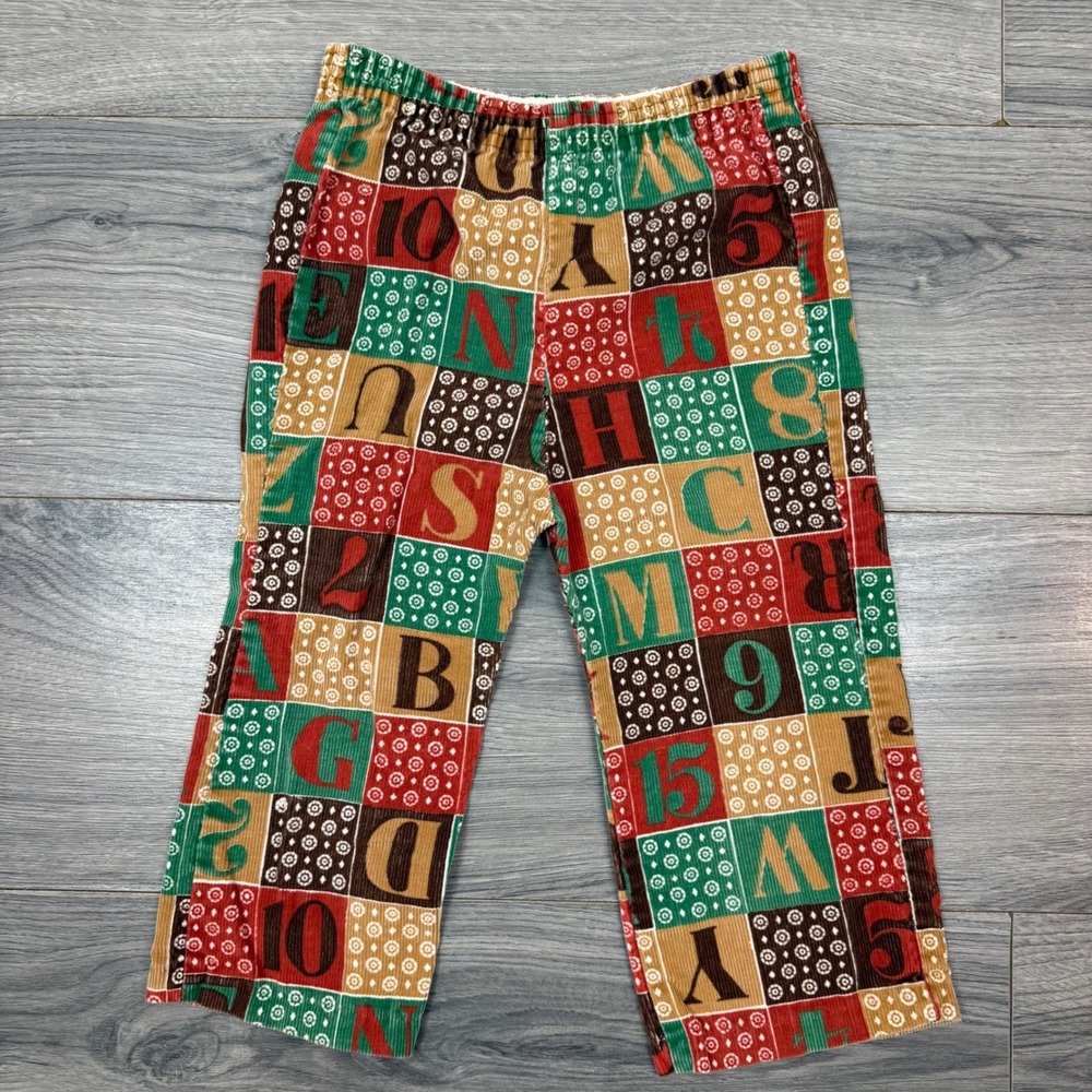 Vintage Lovespun Patchwork Alphabet Pants 3T Color Block Retro Toddler Neutral